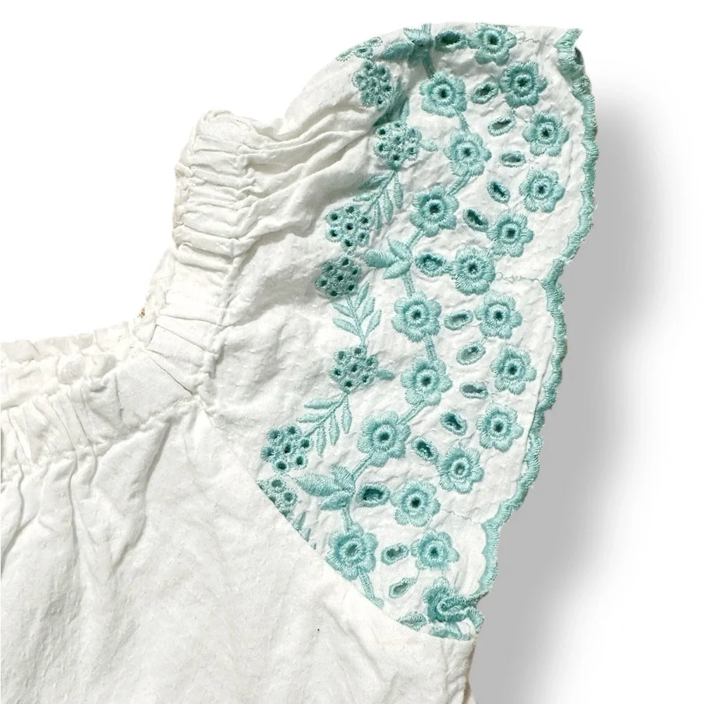 Joie | Embroidered Flutter Sleeve Top (M)